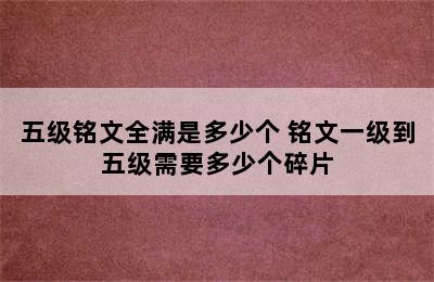 五级铭文全满是多少个 铭文一级到五级需要多少个碎片